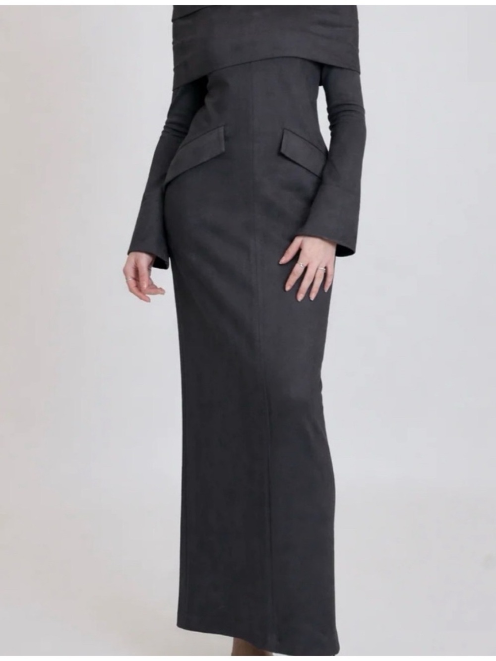 Modest suede maxi dress